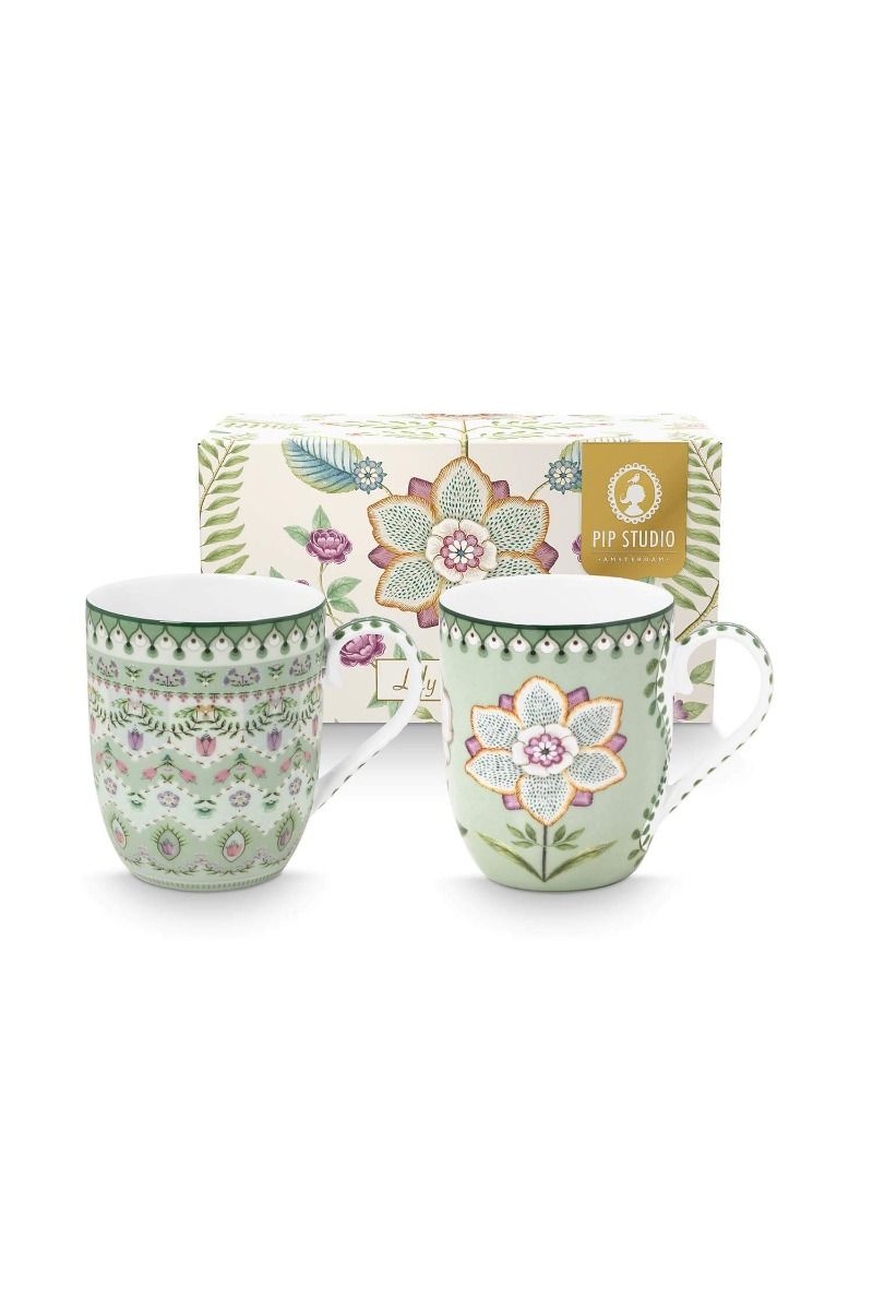 PIP Set/2 Mugs Small Lily&Lotus Light Gr