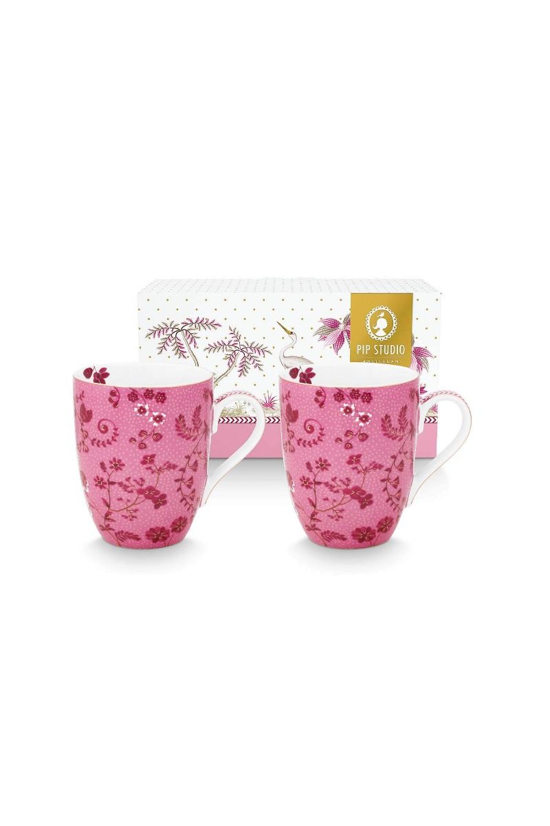 PIP Set/2 Mugs Large Jolie Flowers Pink