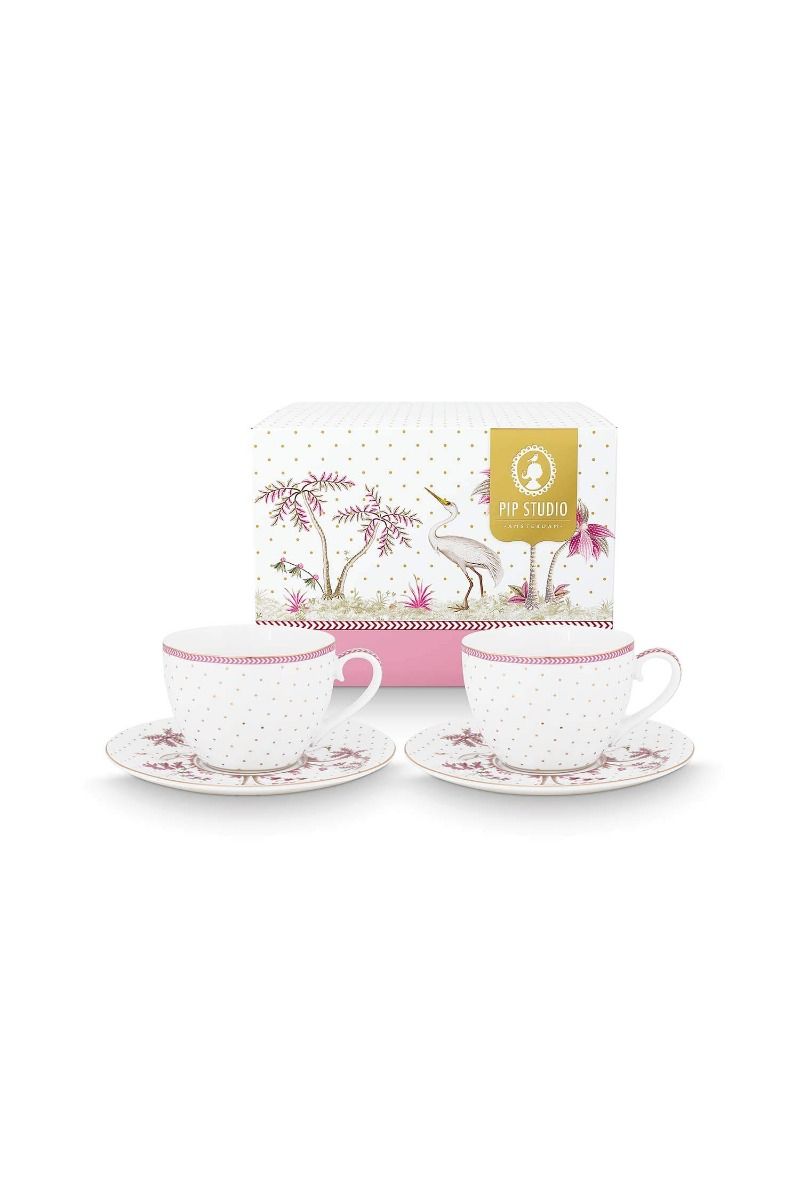 PIP Set/2 Cups & Saucers Jolie Dots Gold