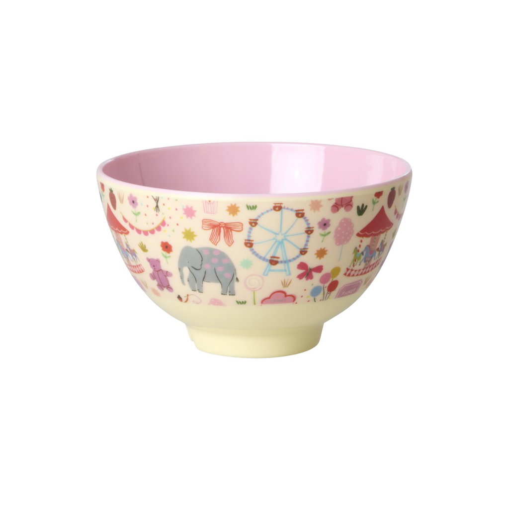 RICE Bowl with Pink Fun Fair Print