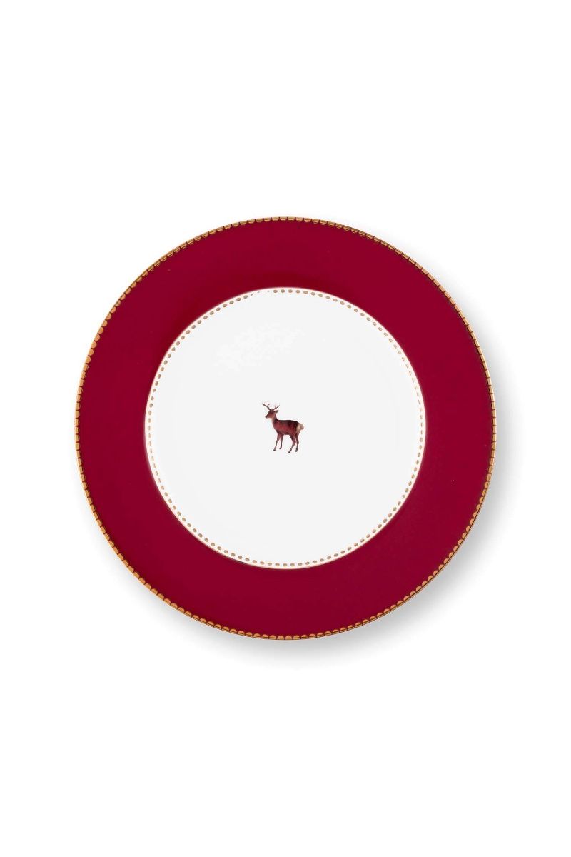 PIP Plate Love Birds Deer Dark Red 17cm
