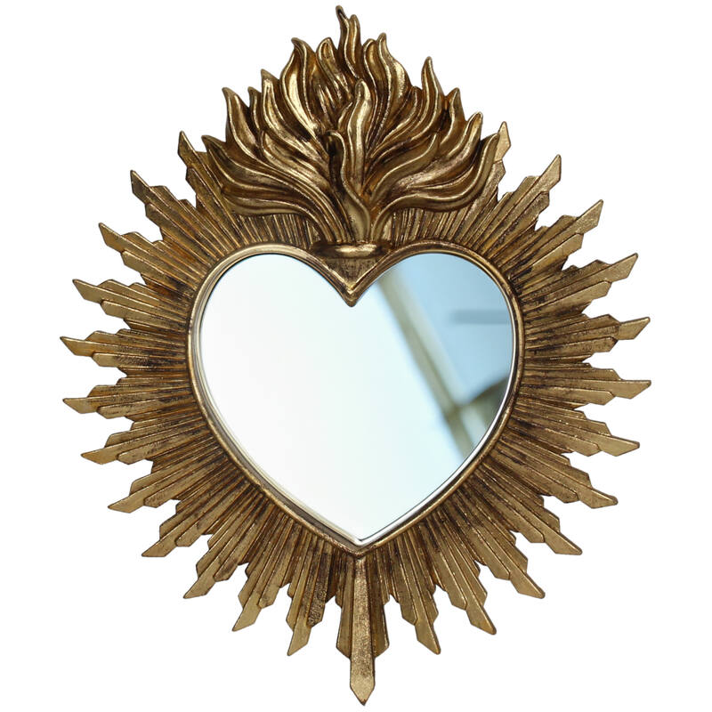 Spegill, hjartalaga, Polyresin Gull