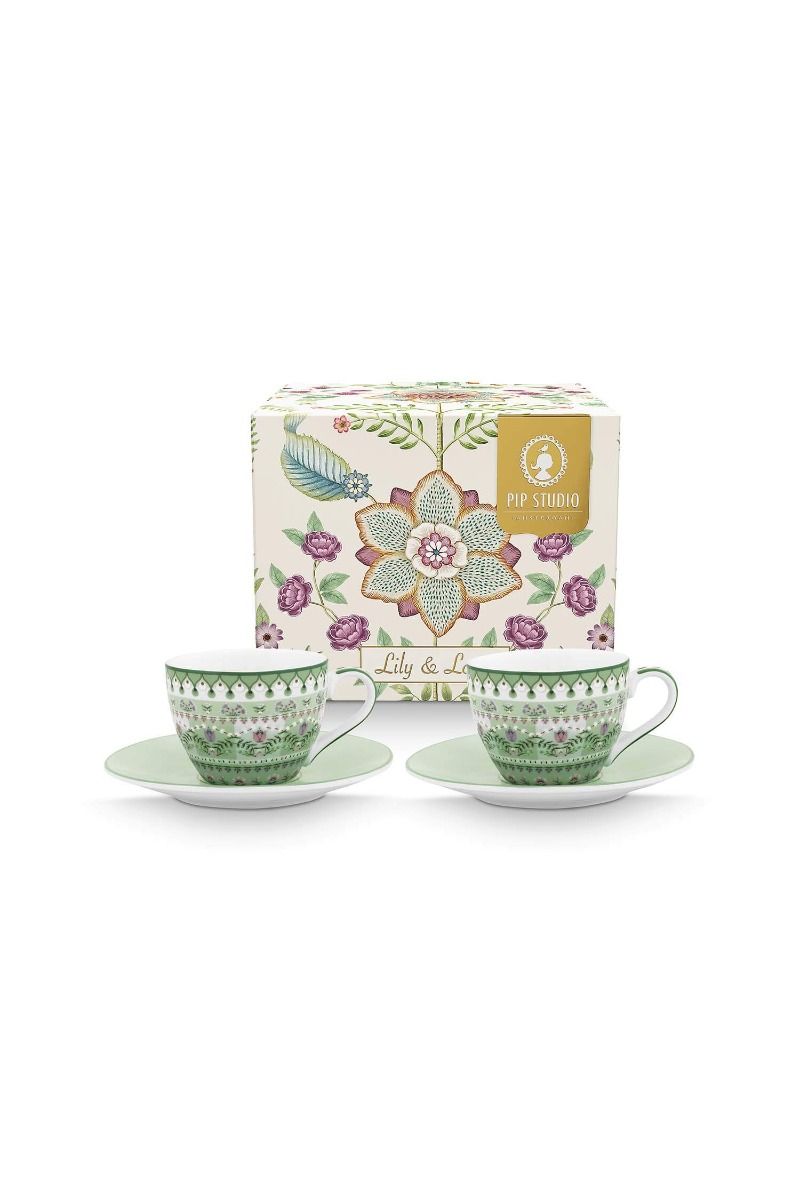 PIP Set/2 Espresso Cups and Saucers Lily