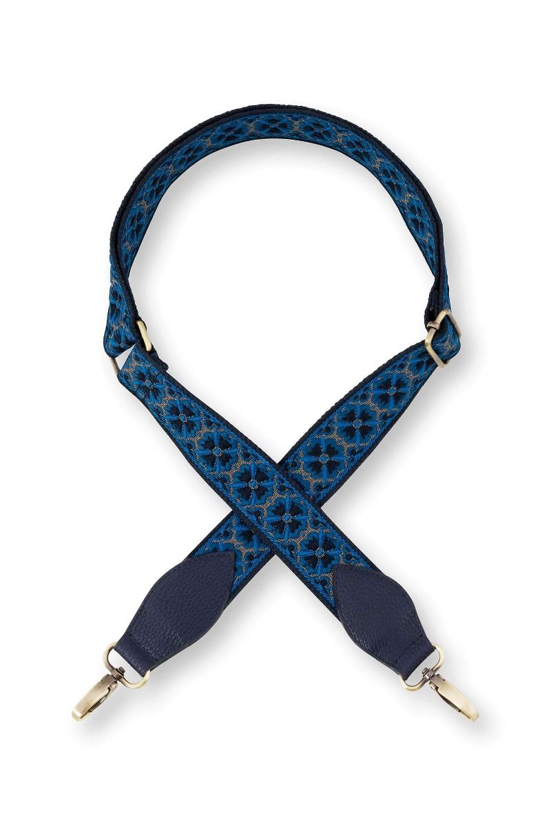 PIP Embroidery Strap Flower Blue 140x3.8