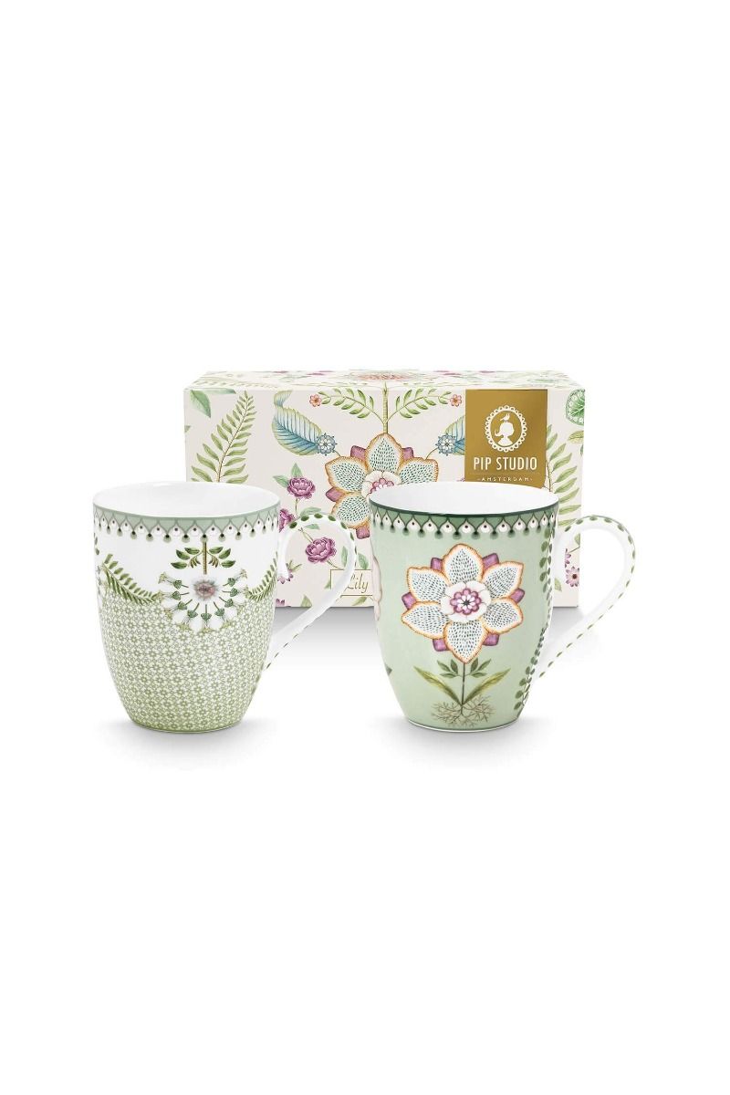 PIP Set/2 Mugs Large Lily&Lotus Light Gr
