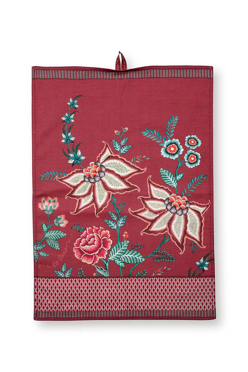PIP Tea Towel Flower Festival Dark Pink