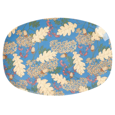 Rice Plate with autumm amd acorns print