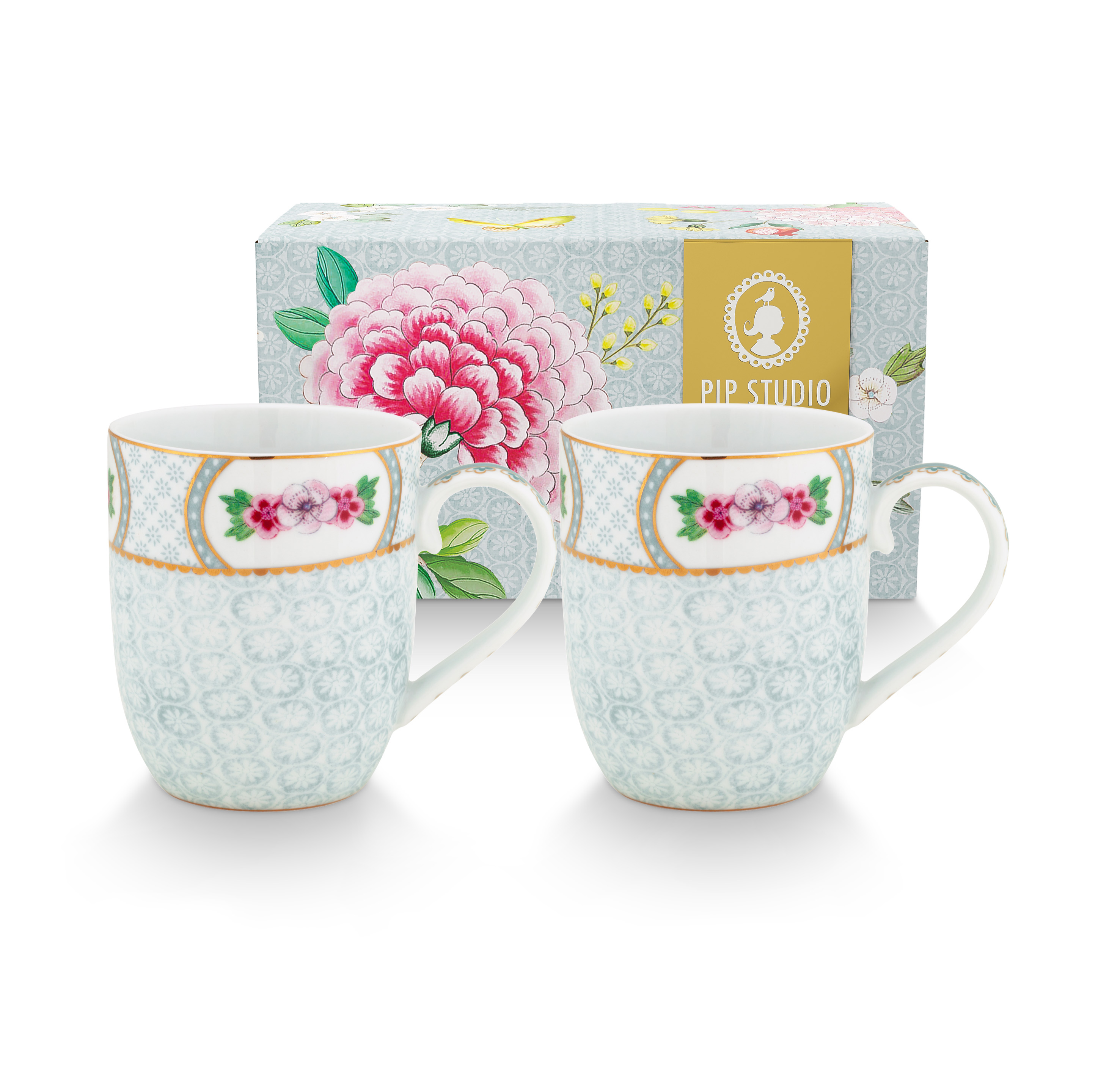 PIP Set/2 Mugs Small Blushing Birds Whit