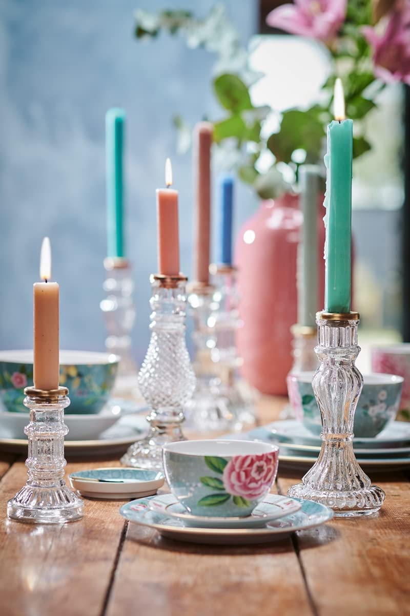 PIP Candle Holder Clear Glass Stripe 12c