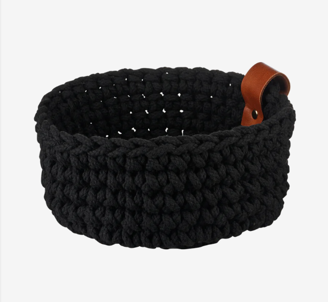 ASA crochet basket M, black