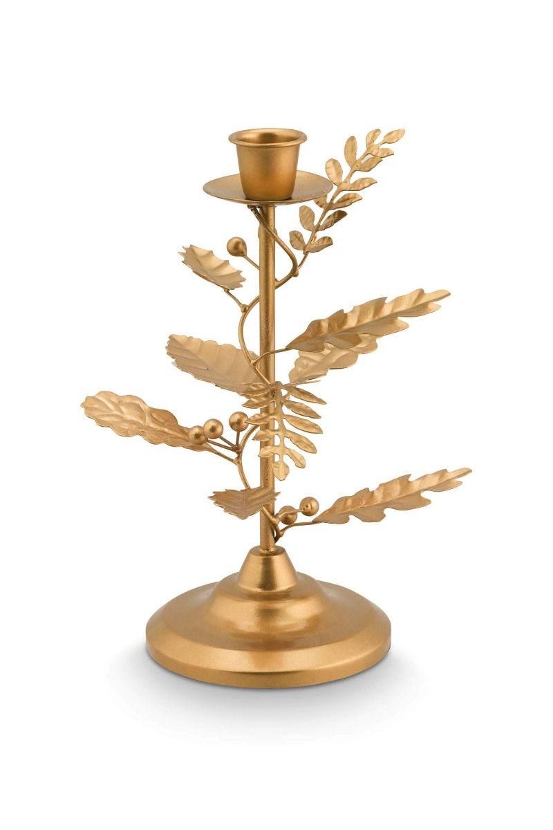 PIP Candle Holder Leaves Gold 21.5cm