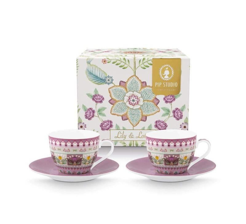 PIP Set/2 Espresso Cups and Saucers Lily