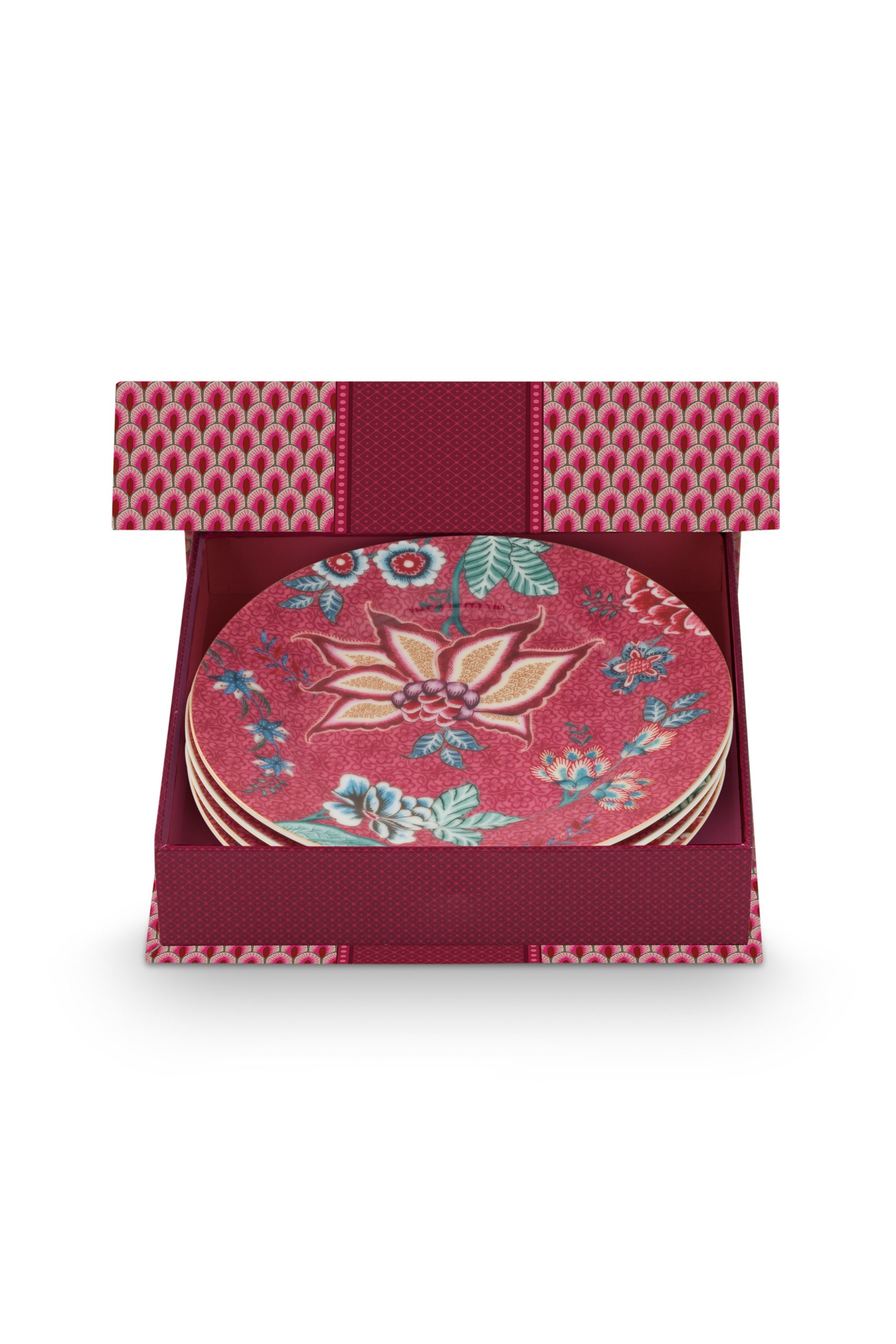 PIP Set/4 Plates Flower Festival Dark Pi