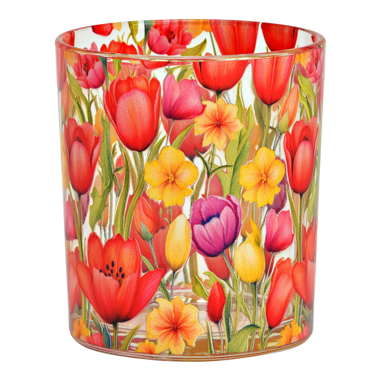 GW Windlicht Tulpen Blumen Dekor aus Gla